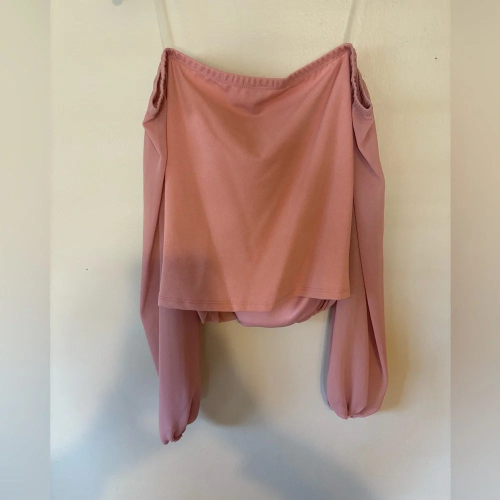 Off the shoulder women blouse, mauve color - Picture 5 of 8